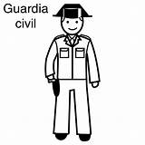 Guardia Guardias Profesiones Infantiles Guardiacivil Quiero Pictogramas sketch template
