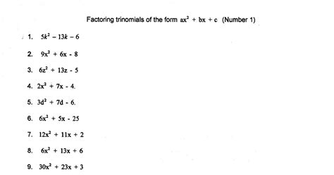 factoring polynomials worksheet algebra  worksheets