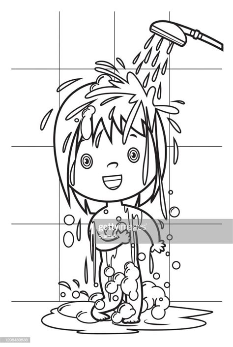 girl shower high res vector graphic getty images
