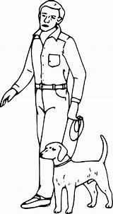 Man Dog Coloring Person Drawing Clipart Outline Clker Walking Pages Cliparts Standing Pet Clip Online Royalty Tall Vector Boy Domestic sketch template