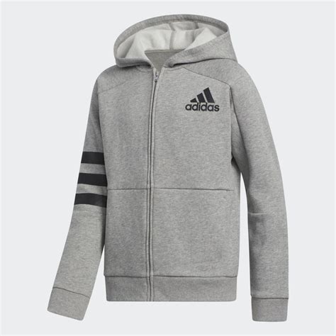 adidas  stripes hooded jacket grey adidas