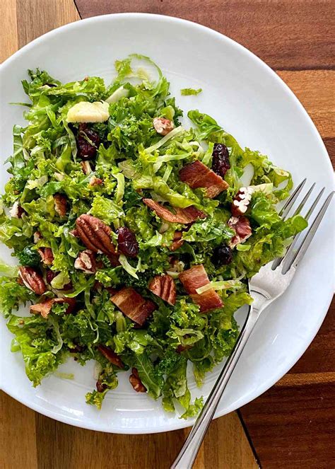 kale and shaved brussels sprout salad with bacon recipe