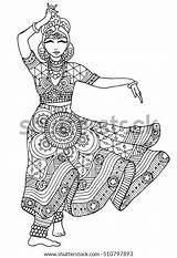 Dancer Coloring Indian Dress Girl Vector Variety sketch template