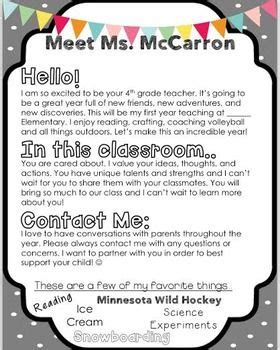 meet  teacher letter freebie letter  teacher meet  teacher