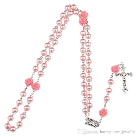 wholesale catholic rosary madonna jesus cross necklace pendants pearl