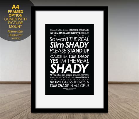 Eminem The Real Slim Shady Lyrics Print With Personalised Etsy Uk