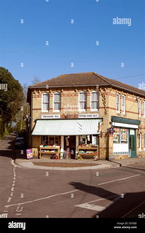 traditional  english village grocers front shop awning established  orchard bros iow