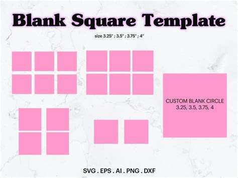 blank square label template svg blank square sizes etsy uk