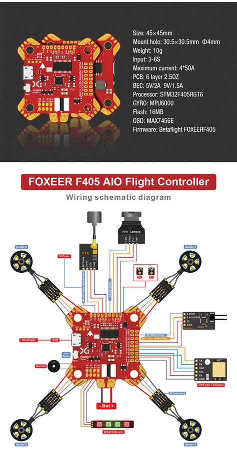 foxeer  aio betaflight flight controller stm mpu osd built  va bec pdb camera