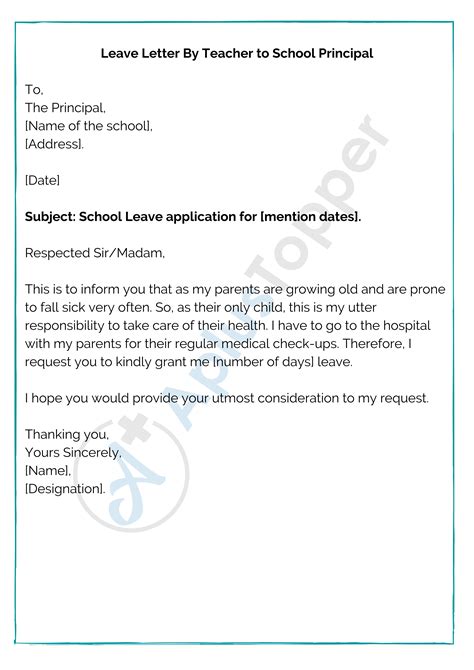 leave letter  school   write  leave application  school