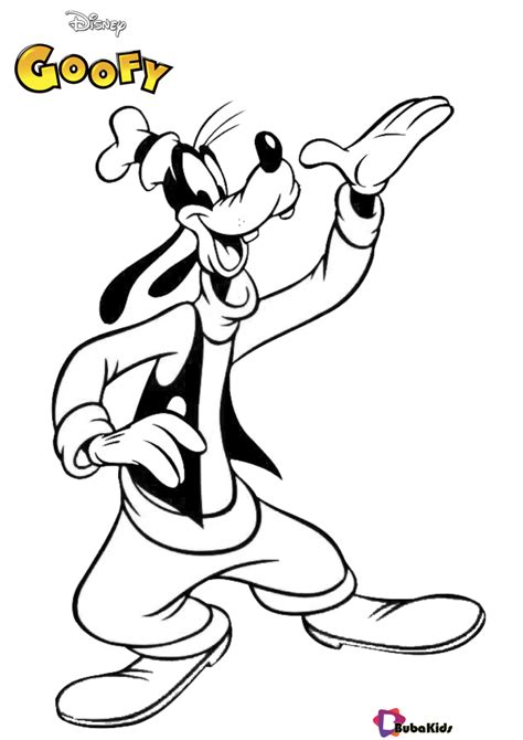 goofy disney cartoon character coloring page bubakidscom