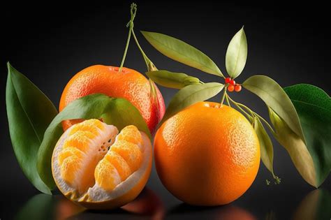 Premium Photo Citrus Mandarin Tangerine And Maple Leaf Fruits