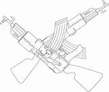 Ak47 Crossing Ak 47 Drawing Clip Clipart Cliparts Logo Stencil Vector Library Clker Getdrawings Large sketch template