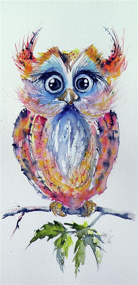 cute owl painting  kovacs anna brigitta fine art america