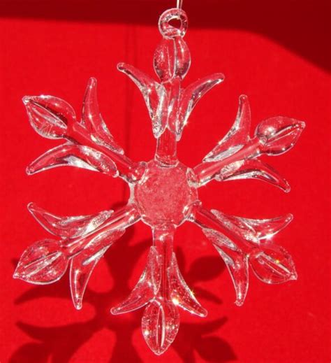 Clear Glass Snowflakes Lot Of 6 Christmas Ornaments Ebay