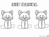 Red Panda Coloring Pages Baby Pandas Three Printable Color Kids sketch template