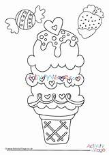 Sundae Colouring Icecream Sweet Pages Village Activity Explore sketch template