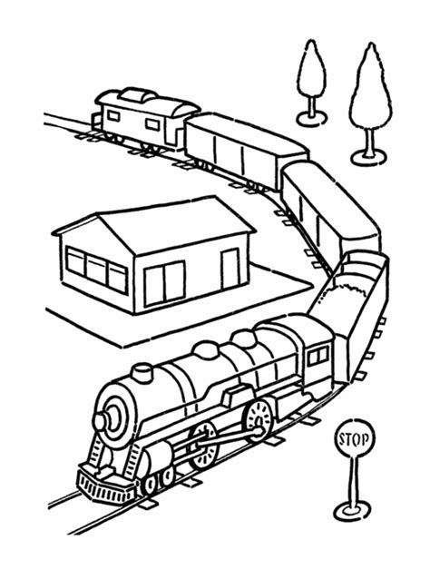 toy train coloring page eletcric train set railroad coloring