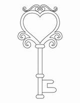Coloring Heart Key Pages Fashioned Old Printable sketch template