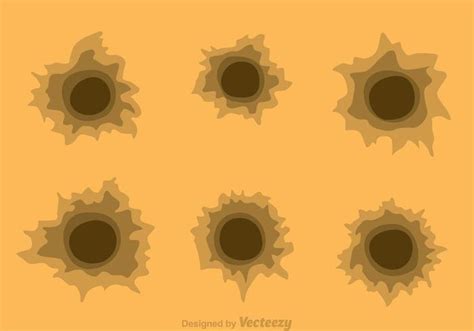 bullet holes  brown paper  vector art  vecteezy