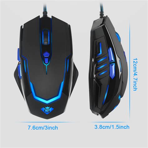 rocketek usb wired gaming mouse 3200 dpi 7 buttons optical mice with