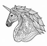 Unicorn Coloring Unicorns Head Simple Pages Adult sketch template