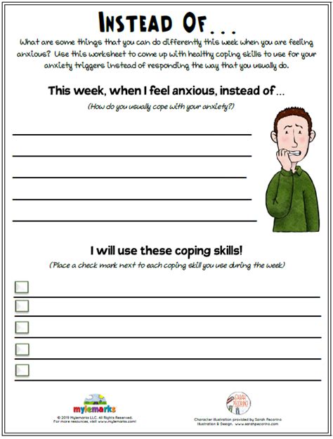 printable counseling anxiety worksheets