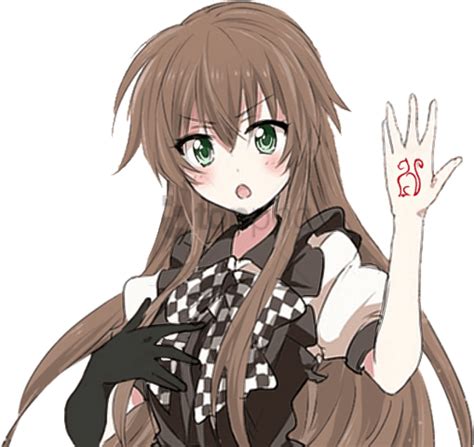 anime girl with brown hair and green eyes png
