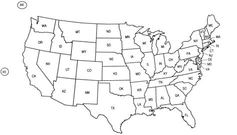 Printable State Abbreviations Map Free Printable Maps