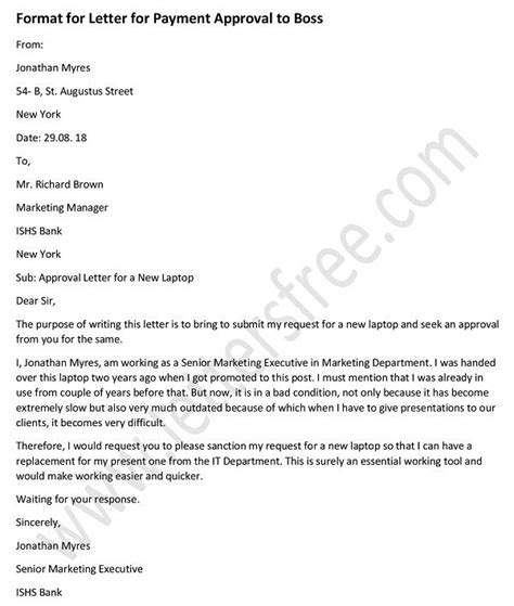 approval letter format  boss  payment approval letter sample