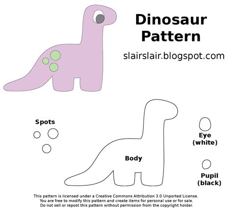 template  printable dinosaur sewing patterns