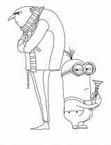 Gru Coloring Minion Pages Despicable sketch template