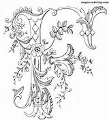 Pages Coloring Alphabet Magic Embroidery Flowered Monograms Monogram Letters Illuminated Patterns Choose Board Letter sketch template