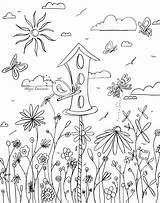 Coloring Pages Birdhouse Whimsical Bird House Adults Flowers Houses Adult Printable Getcolorings Getdrawings Color sketch template