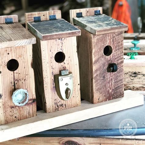 reclaimed blue jay birdhouses repurposed wood bird houses wood