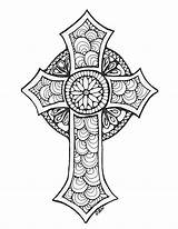 Coloring Cross Pages Adult Adults Crosses Printable Colouring Mandala Sheets Original Crucifix Similar Items Color Decorative Drawing Zentangle Etsy Getcolorings sketch template
