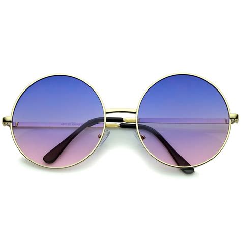 super oversize slim temple colorful gradient lens round sunglasses 61mm