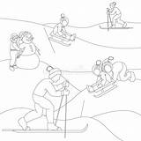 Sledding Snowman Skiing sketch template