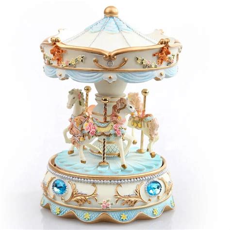 gems carousel ceramics classic tracks  box   horses rotating   beautiful gift