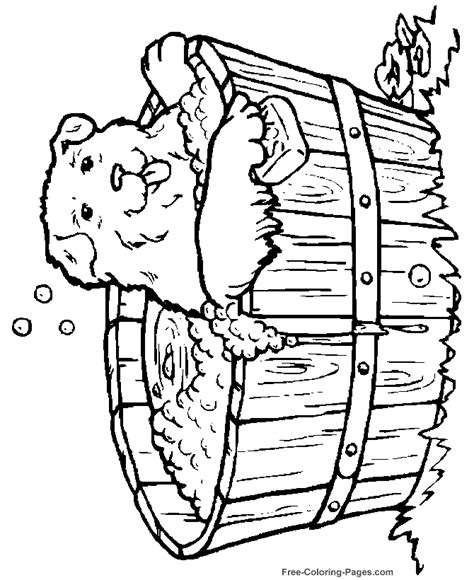 animal coloring pages dog  bath