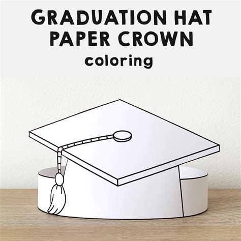 graduation hat paper headband printable coloring   teachers