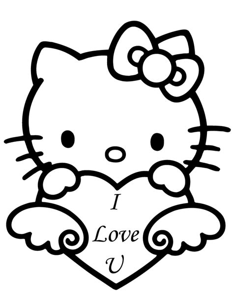 dessins de coloriage st valentin  kitty  imprimer