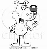 Dog Standing Skinny Legs Clipart Waving Cartoon Hind His Outlined Coloring Vector Cory Thoman Regarding Notes sketch template
