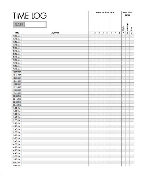 personalize  professional time log template bonsai
