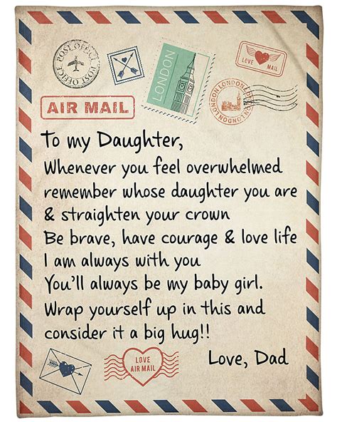 letter to my daughter whenever you feel overwhelmed love dad blanket