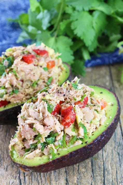 healthy thai tuna stuffed avocado