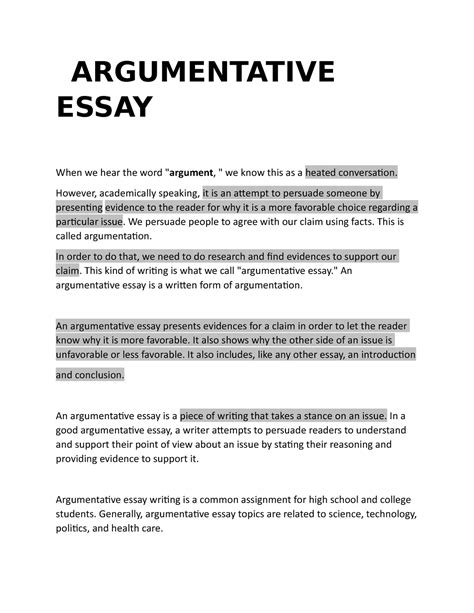 grade  argumentative essay argumentative essay   hear