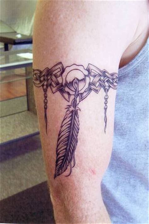 Tribal Indian Armband With Feather Tattooimages