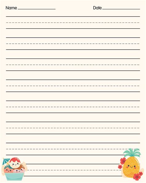elementary lined paper printable  templates printable