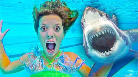 shark attack in swimming pool prank youtube